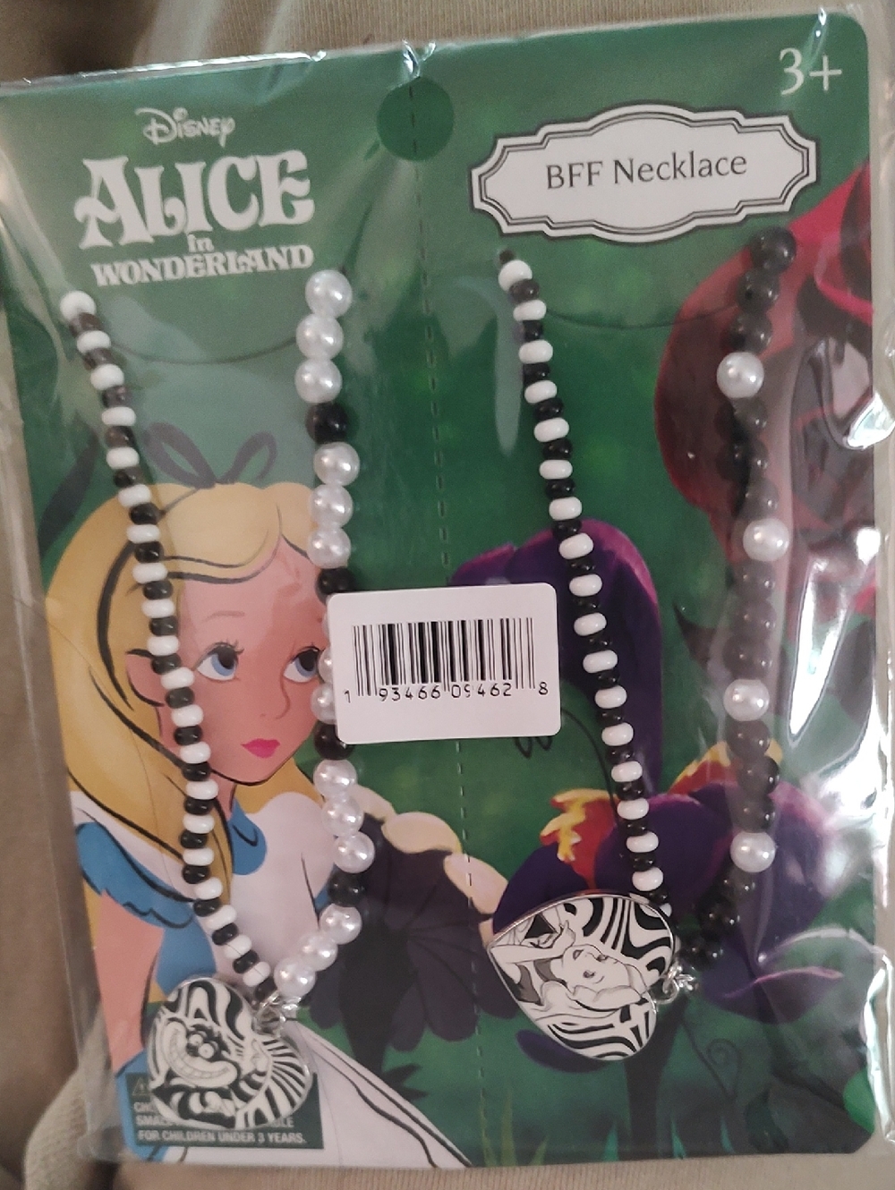 Disney Alice in Wonderland Black & White Kids BFF Necklace Set